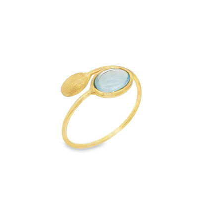 Jai's 18K Yellow Gold Blue Topaz & Satin Oval Ring