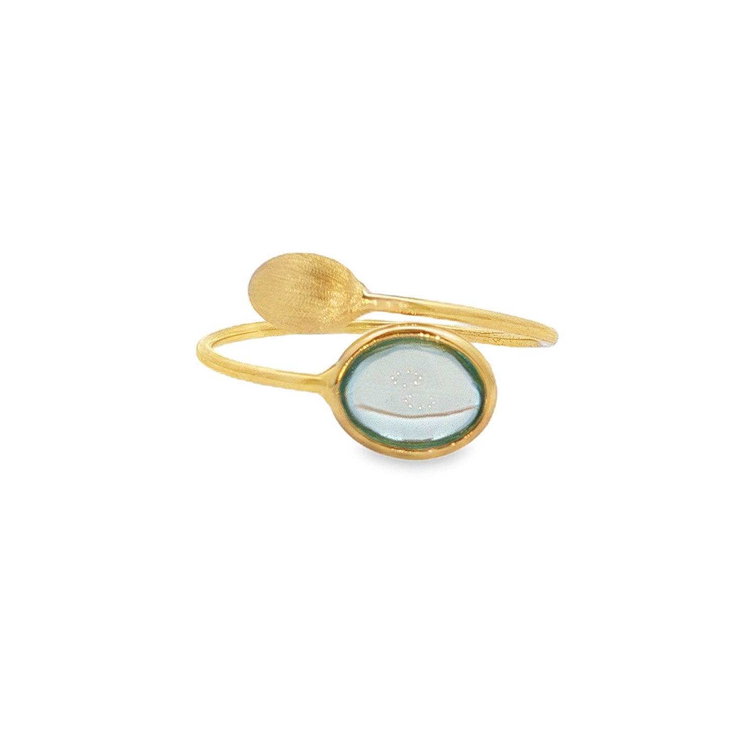 Jai's 18K Yellow Gold Blue Topaz & Satin Oval Ring
