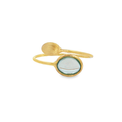 Jai's 18K Yellow Gold Blue Topaz & Satin Oval Ring