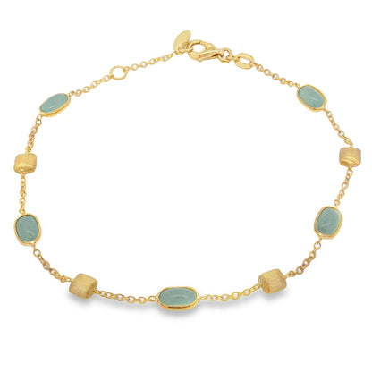 Jai's 18K Yellow Gold Aquamarine & Satin Square Bead Bracelet