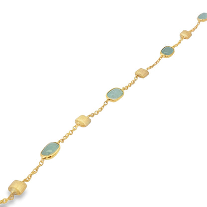 Jai's 18K Yellow Gold Aquamarine & Satin Square Bead Bracelet