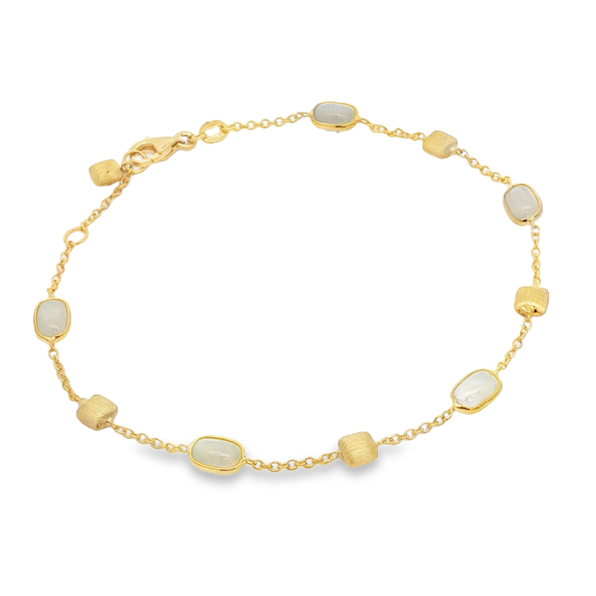 Jai's 18K Yellow Gold Moonstone & Satin Square Bead Bracelet