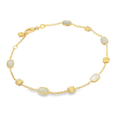 Jai's 18K Yellow Gold Moonstone & Satin Square Bead Bracelet