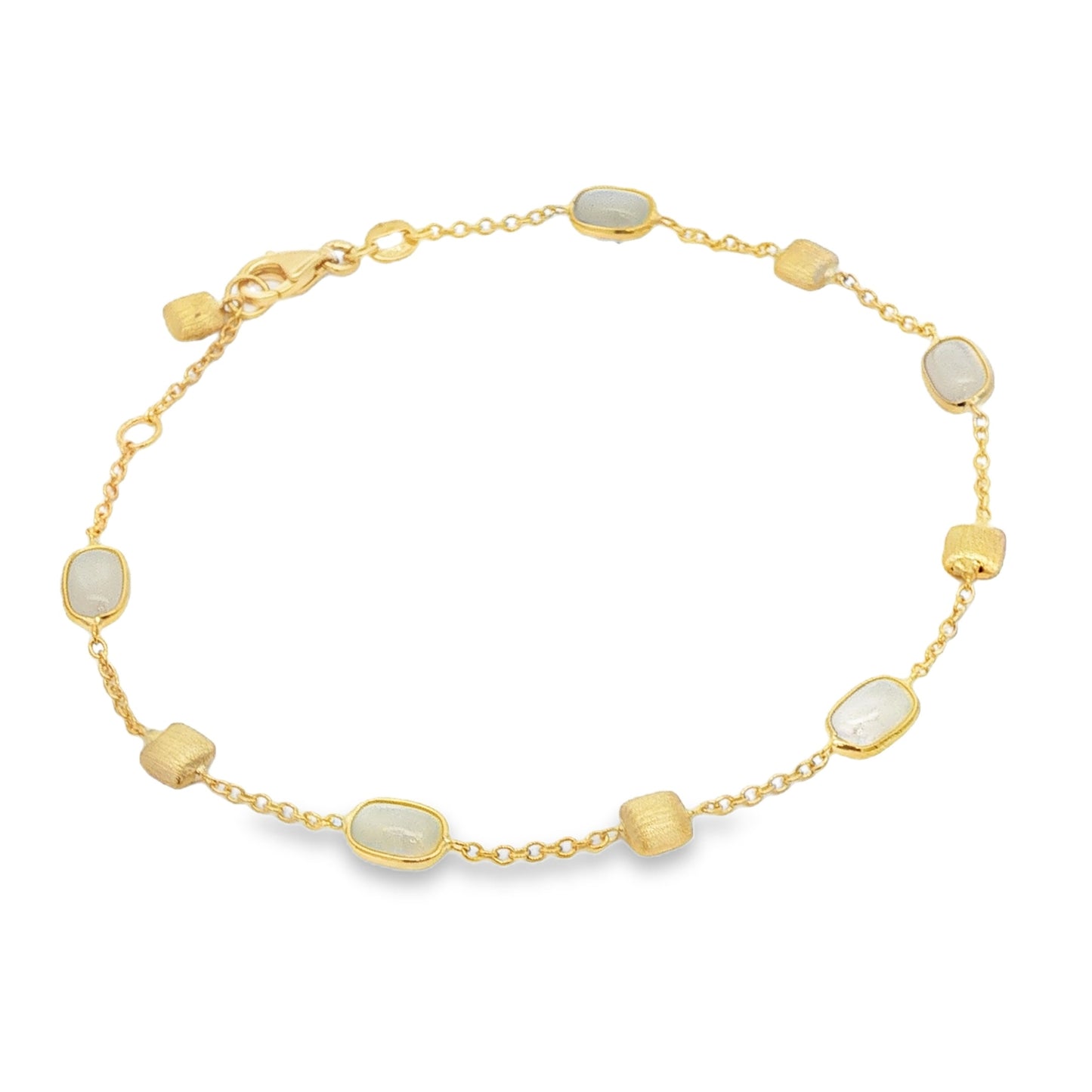 Jai's 18K Yellow Gold Moonstone & Satin Square Bead Bracelet