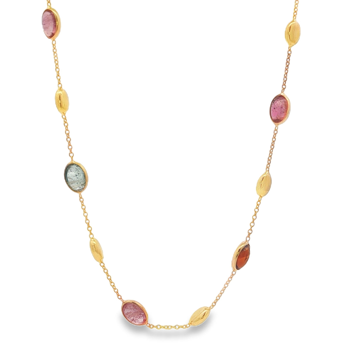 Jai's 18K Yellow Gold Tourmaline & Polished Bead Necklace