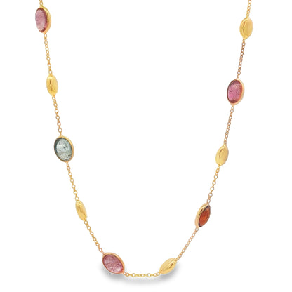 Jai's 18K Yellow Gold Tourmaline & Polished Bead Necklace