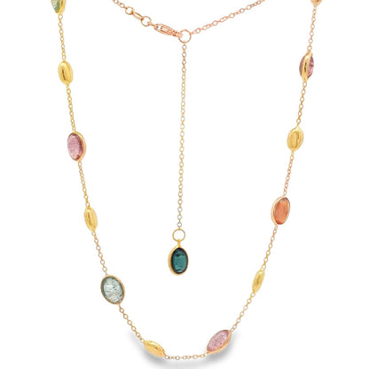 Jai's 18K Yellow Gold Tourmaline & Polished Bead Necklace