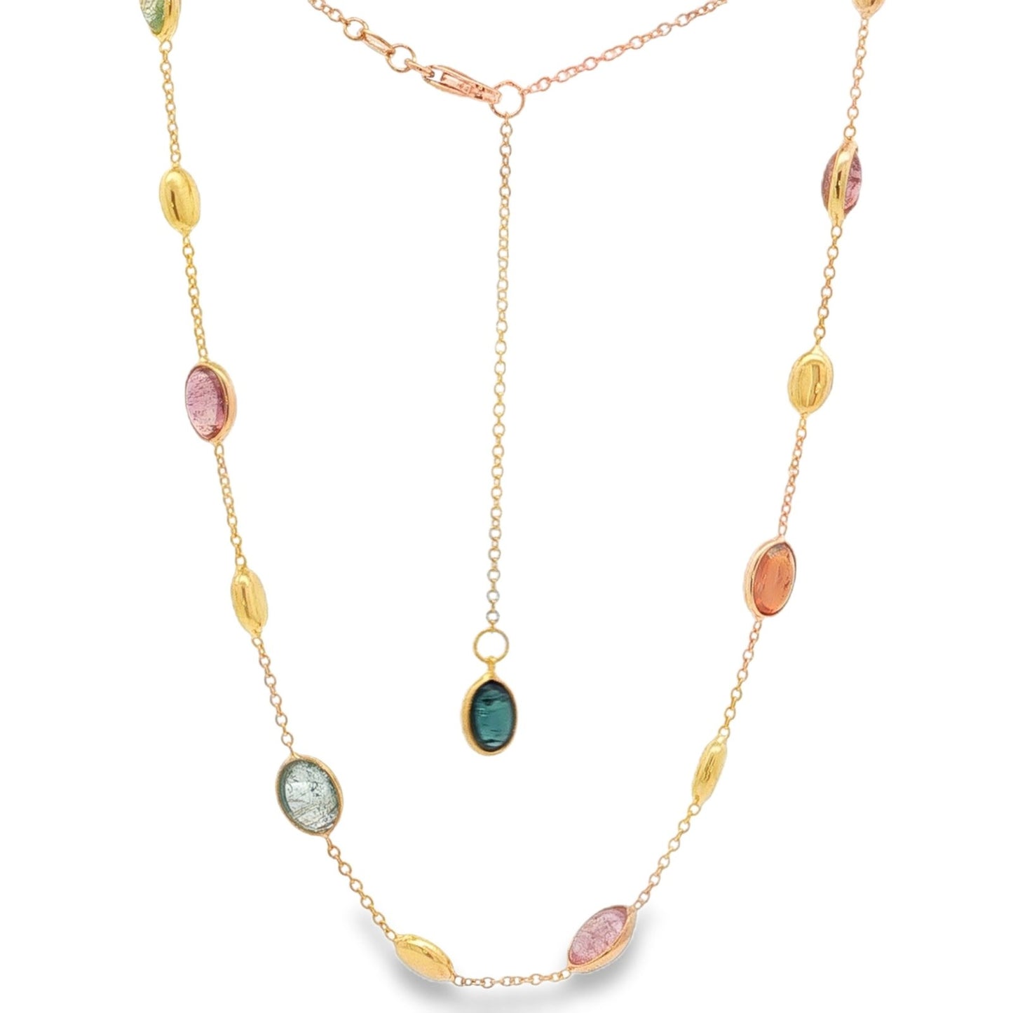 Jai's 18K Yellow Gold Tourmaline & Polished Bead Necklace