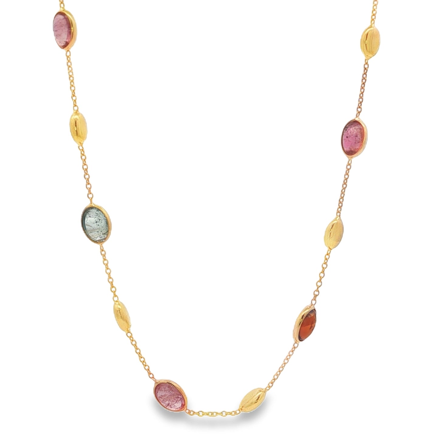 Jai's 18K Yellow Gold Tourmaline & Polished Bead Necklace