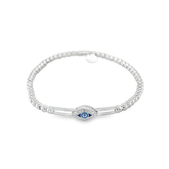 Hulchi Belluni's 18K White Gold Sapphire & Diamond Evil Eye Tresore Stretch Bracelet