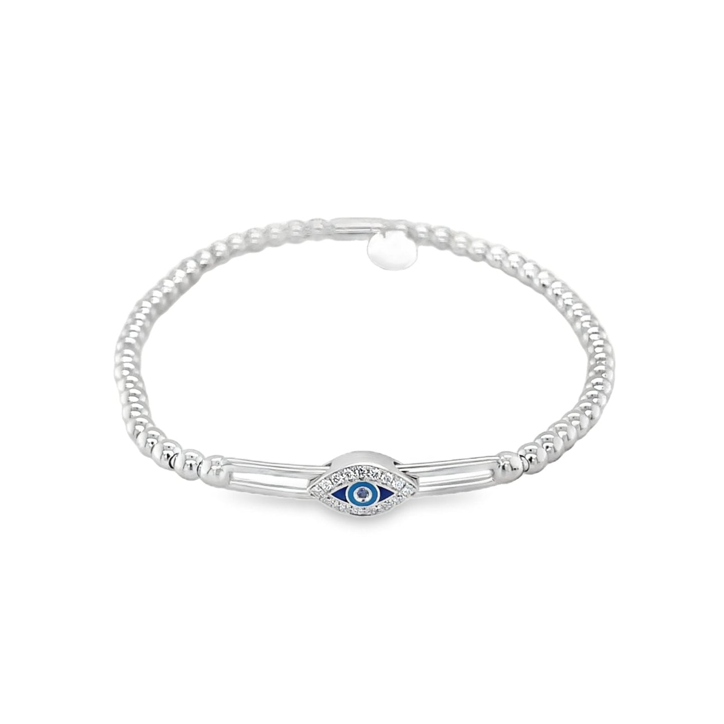 Hulchi Belluni's 18K White Gold Sapphire & Diamond Evil Eye Tresore Stretch Bracelet