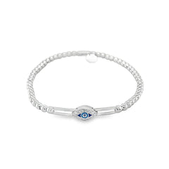 Hulchi Belluni's 18K White Gold Sapphire & Diamond Evil Eye Tresore Stretch Bracelet