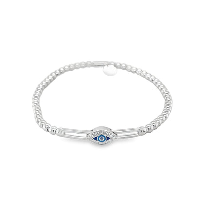 Hulchi Belluni's 18K White Gold Sapphire & Diamond Evil Eye Tresore Stretch Bracelet