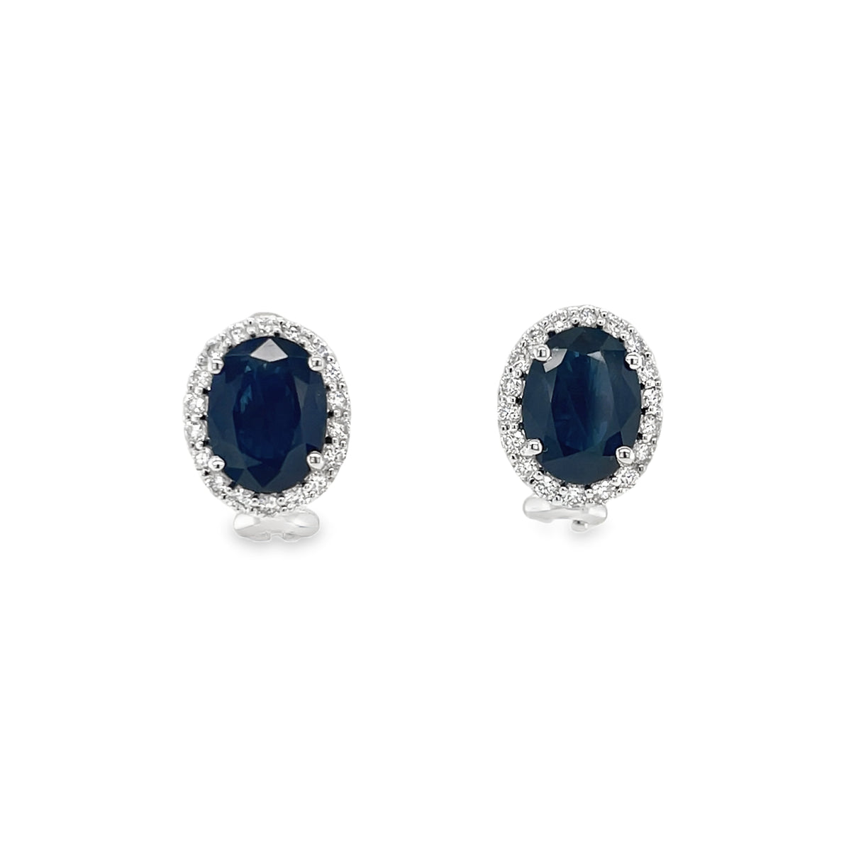 Jai's 14K White Gold Oval-cut Sapphire & Diamond Studs