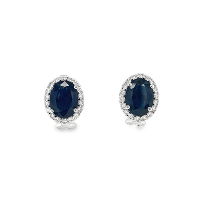Jai's 14K White Gold Oval-cut Sapphire & Diamond Studs