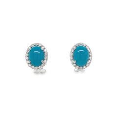 Jai's 14K White Gold Oval Turquoise & Diamond Studs