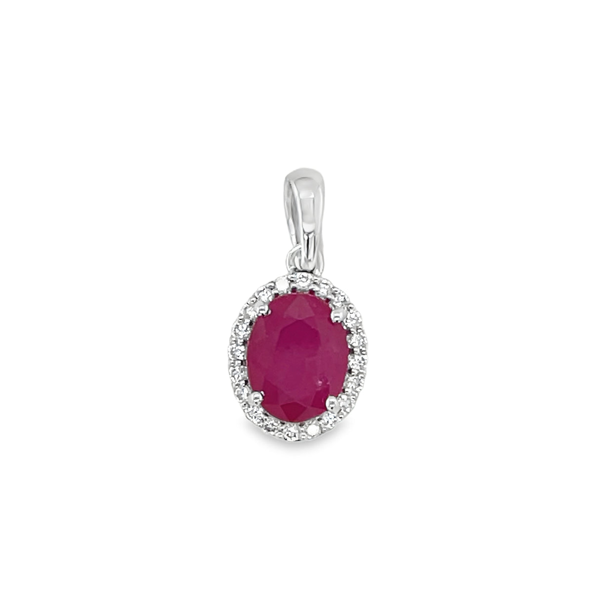 Jai's 14K White Gold Oval Ruby & Diamond Pendant
