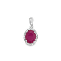 Jai's 14K White Gold Oval Ruby & Diamond Pendant