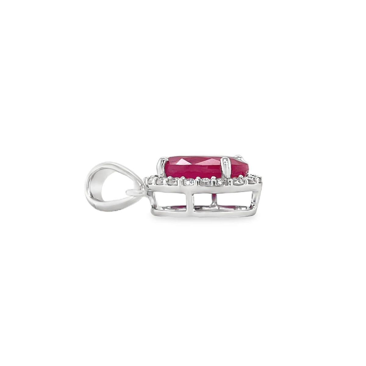 Jai's 14K White Gold Oval Ruby & Diamond Pendant