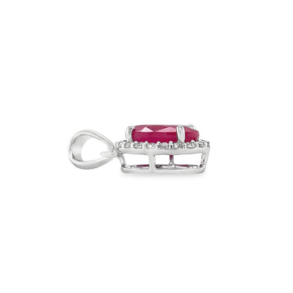 Jai's 14K White Gold Oval Ruby & Diamond Pendant