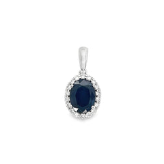 Jai's 14K White Gold Oval Sapphire & Diamond Pendant