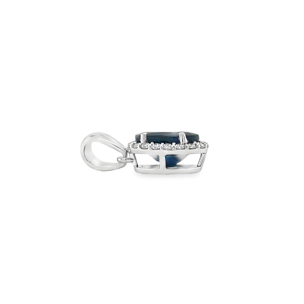 Jai's 14K White Gold Oval Sapphire & Diamond Pendant