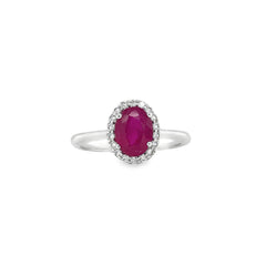 Jai's 14K White Gold Oval Ruby & Diamond Ring
