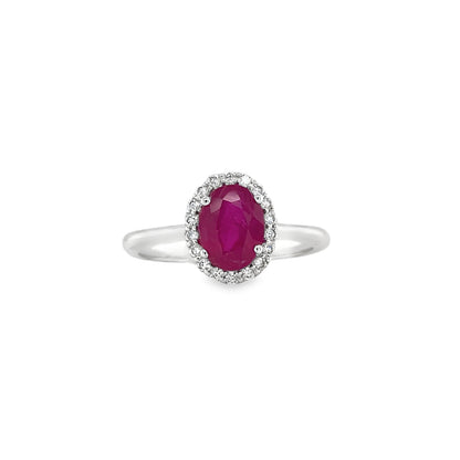 Jai's 14K White Gold Oval Ruby & Diamond Ring