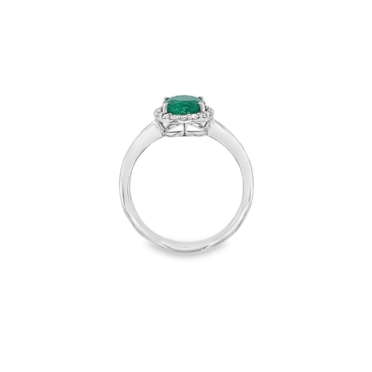 Jai's 14K White Gold Oval-cut Emerald & Diamond Ring