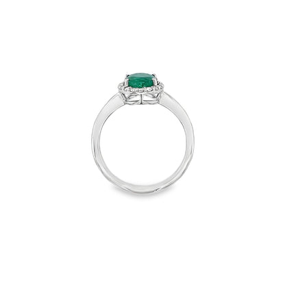 Jai's 14K White Gold Oval-cut Emerald & Diamond Ring