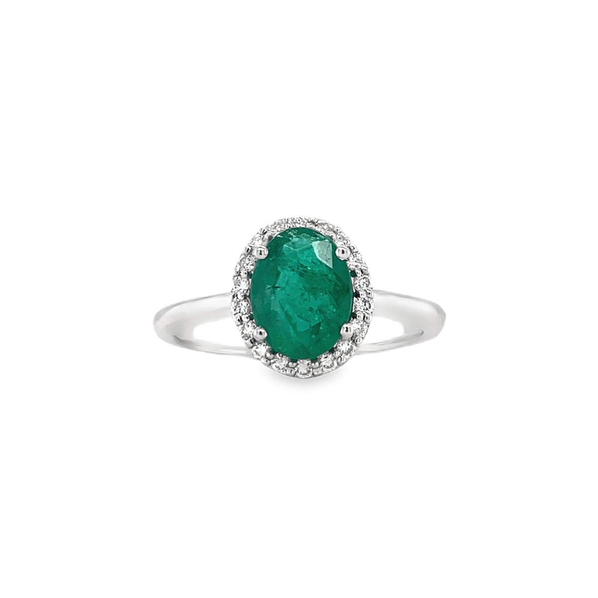 Jai's 14K White Gold Oval-cut Emerald & Diamond Ring