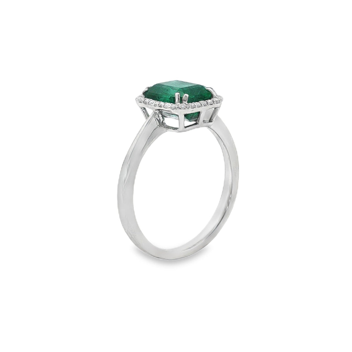Jai's 14K White Gold Octagon-cut Emerald & Diamond Ring
