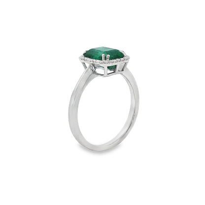 Jai's 14K White Gold Octagon-cut Emerald & Diamond Ring