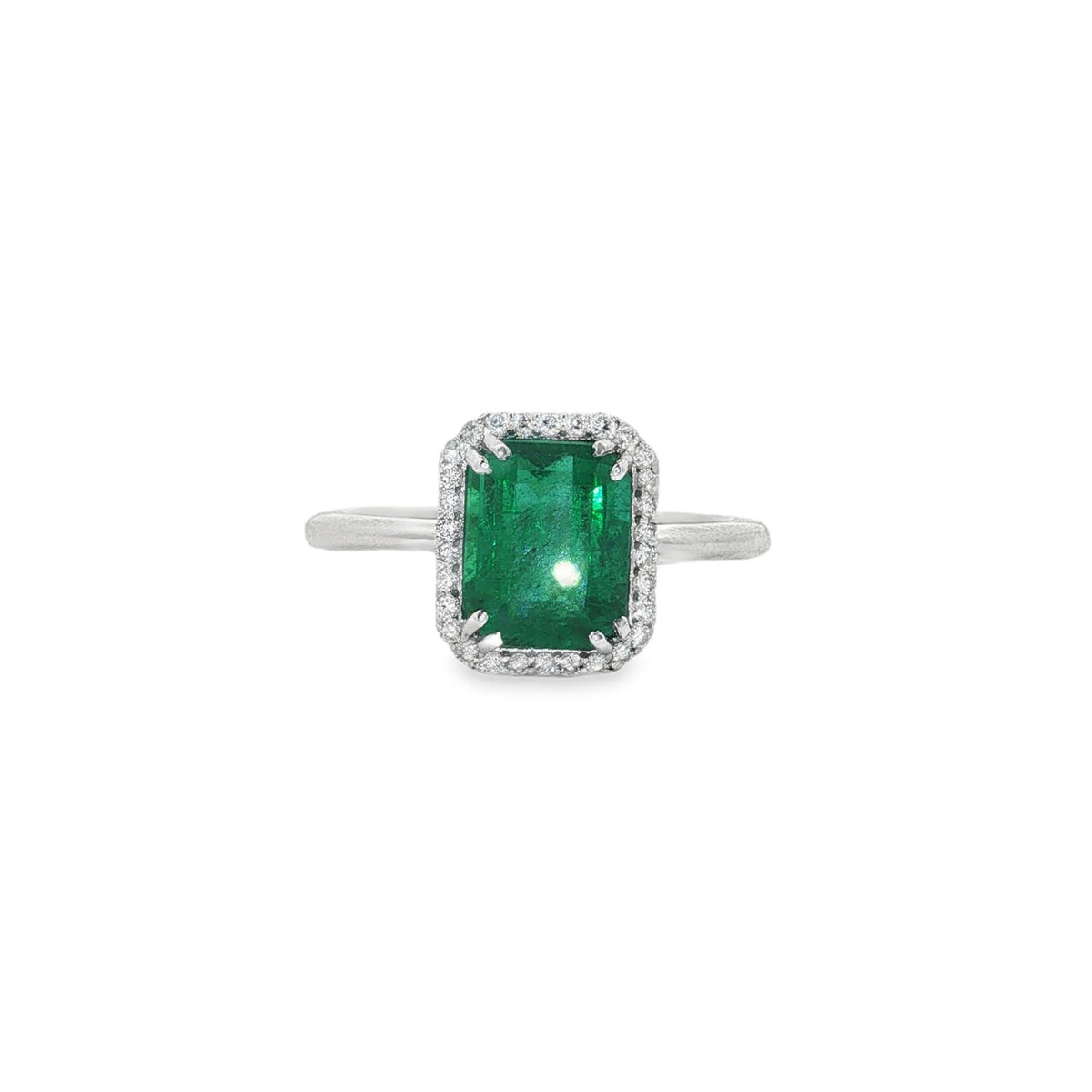 Jai's 14K White Gold Octagon-cut Emerald & Diamond Ring