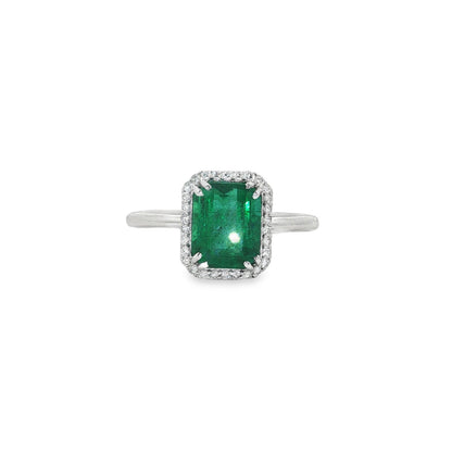 Jai's 14K White Gold Octagon-cut Emerald & Diamond Ring