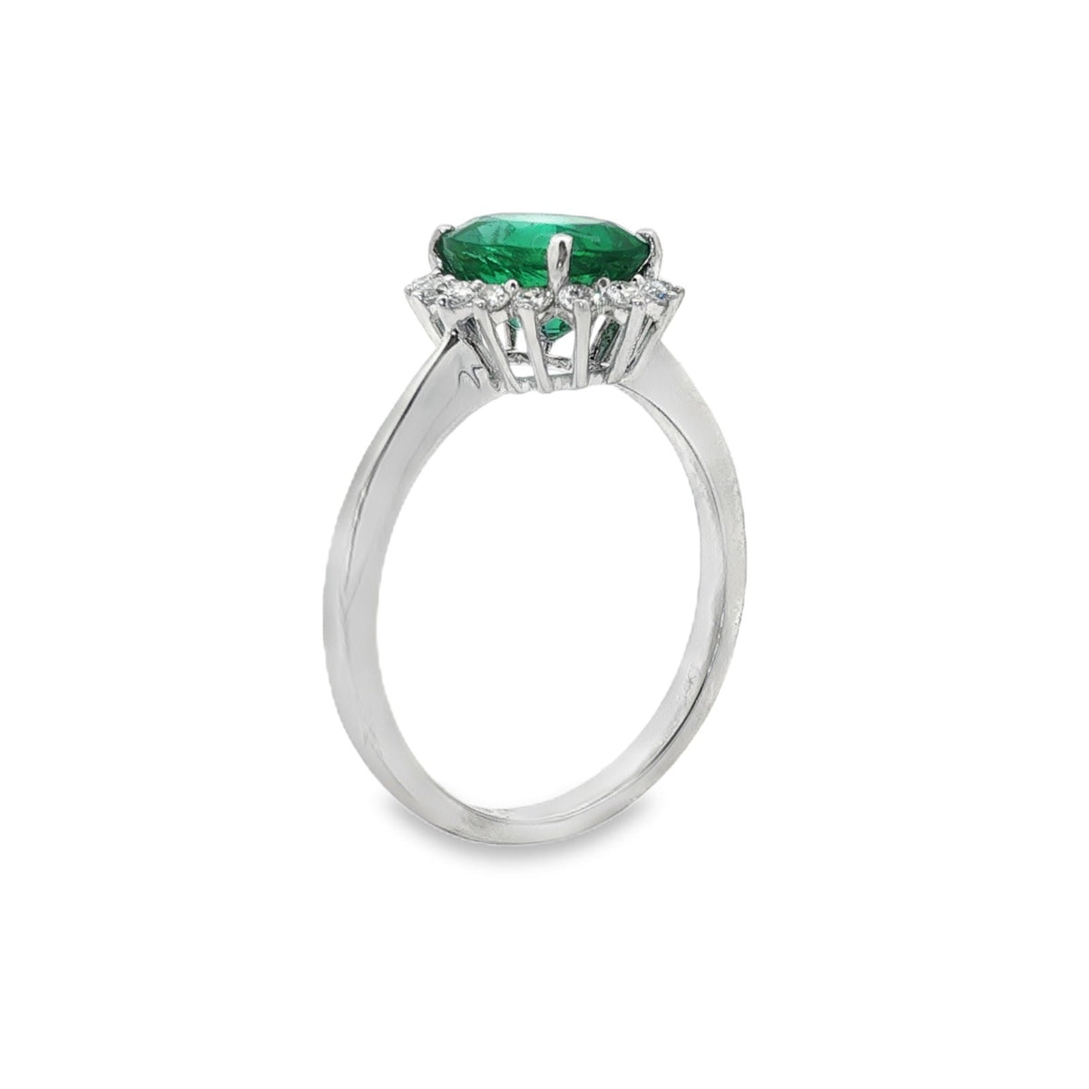 Jai's 14K White Gold Oval-cut Emerald & Diamond Ring