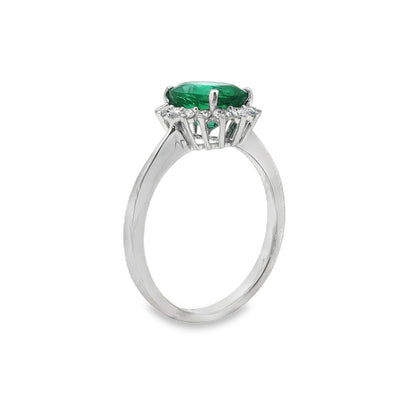 Jai's 14K White Gold Oval-cut Emerald & Diamond Ring