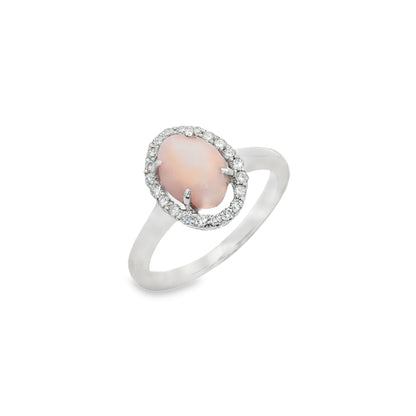 Jai's 14K White Gold Oval Conch Pearl & Diamond Ring