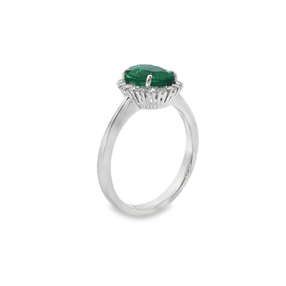 Jai's 14K White Gold Oval-cut Emerald & Diamond Ring
