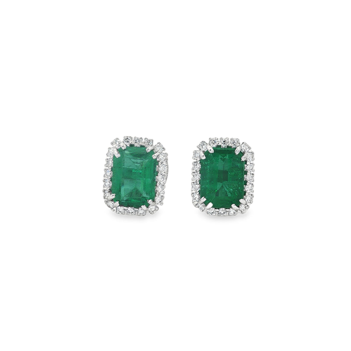 Jai's 14K White Gold Octagon-cut Emerald & Diamond Studs