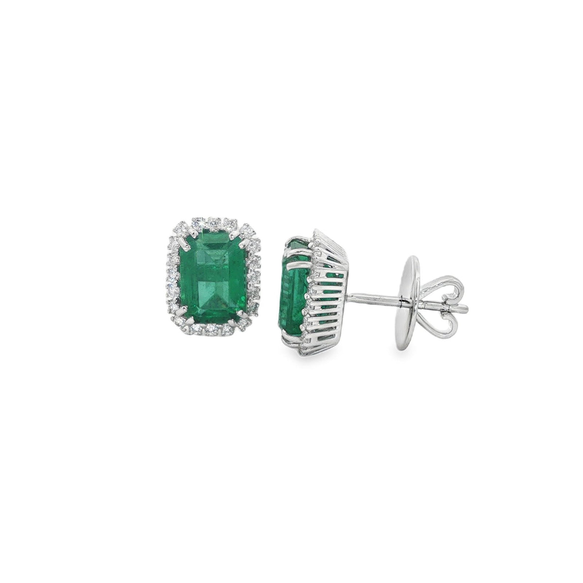 Jai's 14K White Gold Octagon-cut Emerald & Diamond Studs