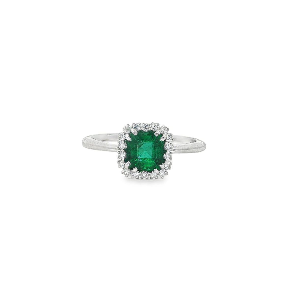 Jai's 14K White Gold Octagon-cut Emerald & Diamond Ring