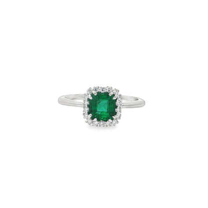 Jai's 14K White Gold Octagon-cut Emerald & Diamond Ring