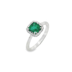 Jai's 14K White Gold Octagon-cut Emerald & Diamond Ring