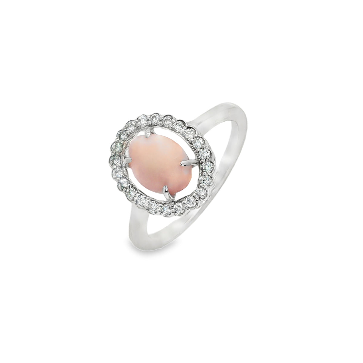 Jai's 14K White Gold Crowned Conch Pearl & Diamond Ring