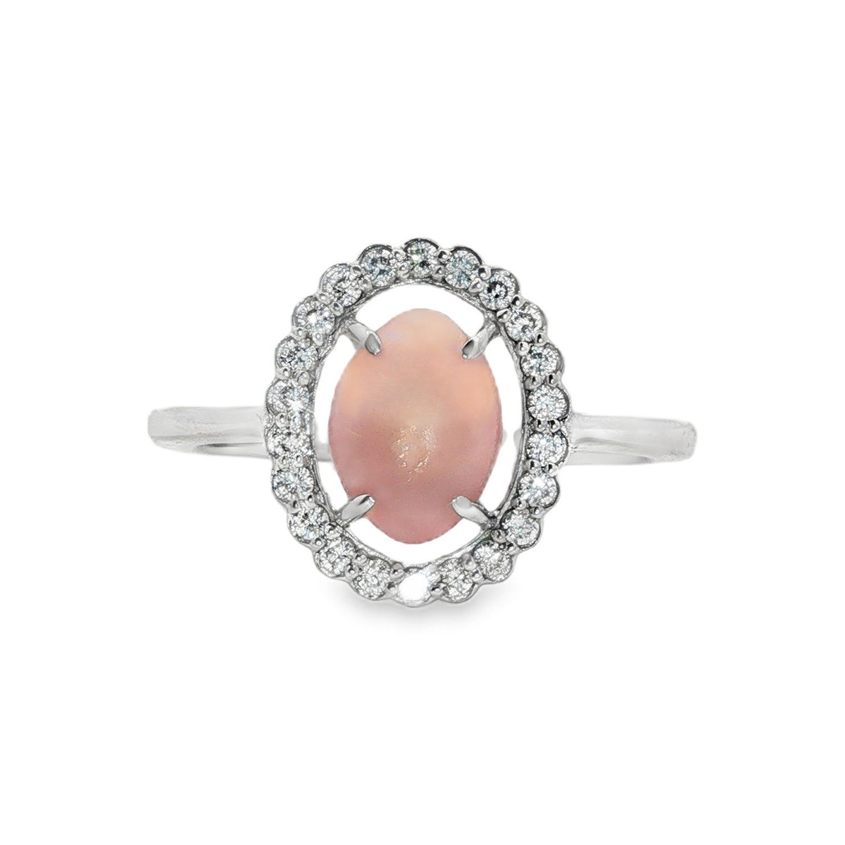 Jai's 14K White Gold Crowned Conch Pearl & Diamond Ring