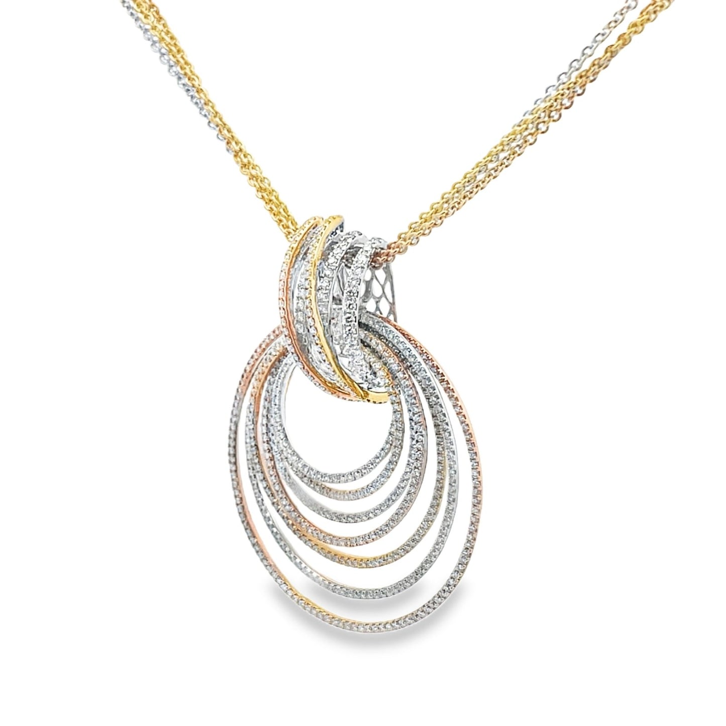 Jai's 18K Tri-tone Multi-strand Diamond Necklace