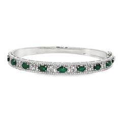 Jai's 18K White Gold Oval Emerald & Diamond Bangle