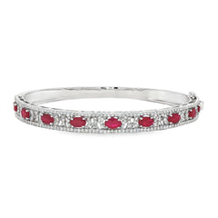 Jai's 18K White Gold Oval Ruby & Diamond Bangle