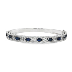 Jai's 18K White Gold Oval Sapphire & Diamond Bangle